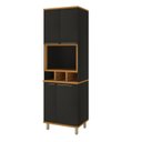 Ver imagem 1 de Paneleiro 4 Portas com Nicho Forno para Cozinha Modulada Madri Preto/Chumbo
