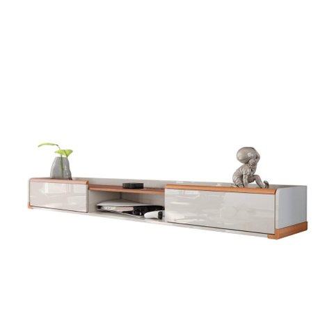 Bancada Suspensa Atlas 2.2 Suporte P/ Decoração e Eletrônicos Off White Perolizado/jequitiba 2