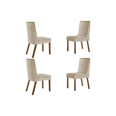 Cadeira Sala de Jantar Dakota Kit 4 Un Naturalle/suede Creme - Rufato