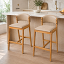 Ver imagem 1 de Kit 02 Banquetas Alta com Encosto Madeira Charmy Courissimo:Courissimo/Omega Bege