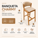 Ver imagem 2 de Kit 02 Banquetas Alta com Encosto Madeira Charmy Courissimo:Courissimo/Omega Bege
