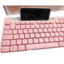 Ver imagem 2 de Teclado Rosa P/ Computador Notebook com Suporte de Celular