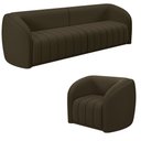 Ver imagem 2 de Conjunto Sala de Estar Sofá 332cm 4 Lugares e Poltrona Adam Veludo Marrom G45 - Gran Belo Conjunto A