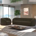 Ver imagem 1 de Conjunto Sala de Estar Sofá 332cm 4 Lugares e Poltrona Adam Veludo Marrom G45 - Gran Belo Conjunto A