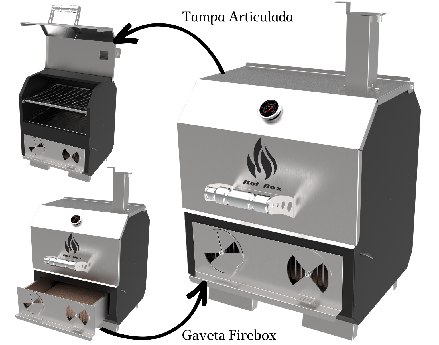 Churrasqueira Pit Smoker Hotbox Para Bancada - PRETO - 2