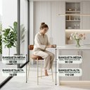 Ver imagem 3 de Banqueta Cozinha Média com Encosto Industrial Champanhe Kit 3 Londres PU Nozes D03 - D'Rossi
