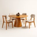 Ver imagem 2 de Conjunto Sala de Jantar Marrocos Mesa Redonda 1,2m e 4 Cadeiras Madeira Maciça Móveis Mundial
