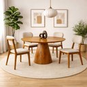 Ver imagem 1 de Conjunto Sala de Jantar Marrocos Mesa Redonda 1,2m e 4 Cadeiras Madeira Maciça Móveis Mundial