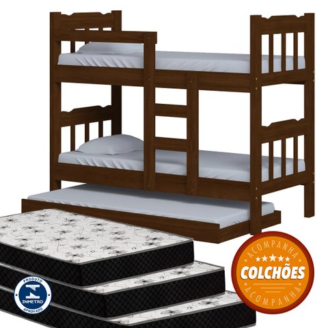 Beliche Perola+ Auxiliar+03 Colchões Cor Castanho