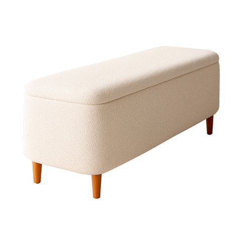 Puff Baú Bella 160cm Bouclé Off White - Sallar Home