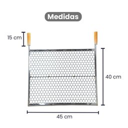 Grelha Especial Inox Moeda 40x45 para Churrasco Cabo Madeira - Gudim - 3