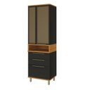 Ver imagem 2 de Paneleiro Cristaleira 70cm 2 Portas com Vidros Reflecta 3 Gavetas com Nicho para Cozinha Modulada Madri