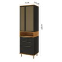 Ver imagem 3 de Paneleiro Cristaleira 70cm 2 Portas com Vidros Reflecta 3 Gavetas com Nicho para Cozinha Modulada Madri