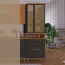 Ver imagem 5 de Paneleiro Cristaleira 70cm 2 Portas com Vidros Reflecta 3 Gavetas com Nicho para Cozinha Modulada Ma