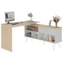 Ver imagem 7 de Escrivaninha em L Mesa Office com Nichos e Porta Dubai Carvalho-branco