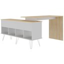 Ver imagem 5 de Escrivaninha em L Mesa Office com Nichos e Porta Dubai Carvalho-branco