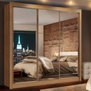 Ver imagem 1 de Guarda-Roupa Casal Madesa Lyon 3 Portas de Correr de Espelho 2 Gavetas Rustic Cor:Rustic