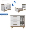 Ver imagem 2 de Kit Conjunto Quarto Infantil Bebê Berço Mini Cama 2 em 1 Cômoda 3 Gavetas Mdf Branco e Marrom