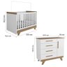 Kit Conjunto Quarto Infantil Bebê Berço Mini Cama 2 Em 1 Cômoda 3 Gavetas MDF Branco e Marrom - 3