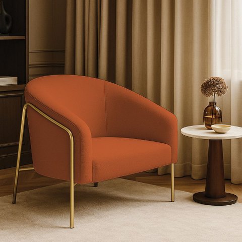 Poltrona Sala Industrial Alta Dourado Stella Bouclê Terra D03 - D’Rossi