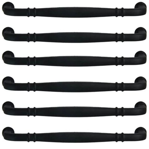 Kit 6 Puxadores Alça Preto Fosco 1767 Grenade Móveis Armários Gavetas
