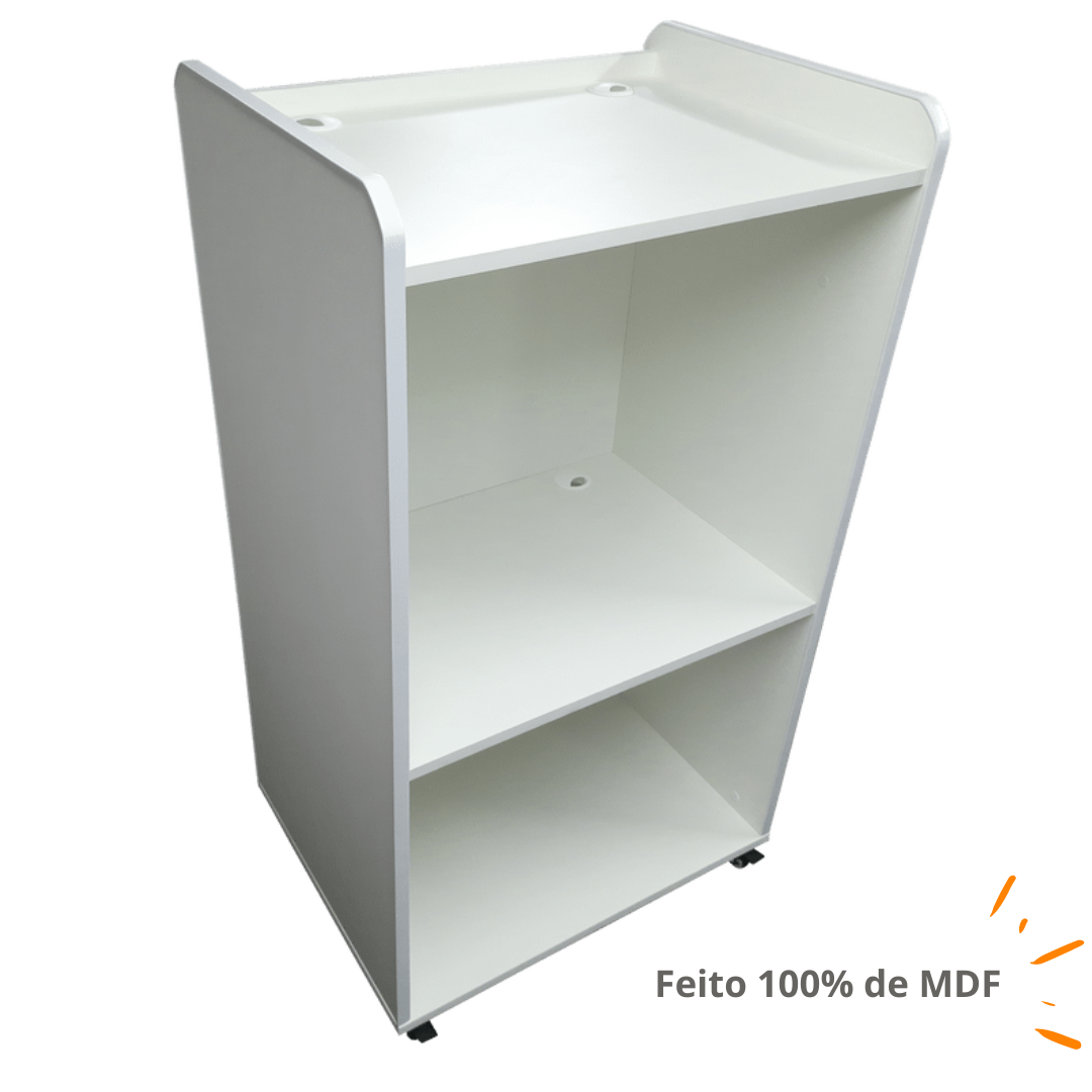 Balcão Caixa Ilha P/ Loja Recepção Simples 60cm Sem Parafuso Aparente MDF Branco - 2