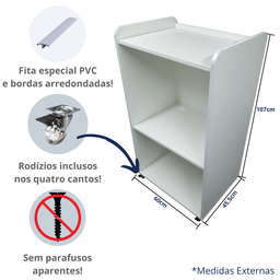 Balcão Caixa Ilha P/ Loja Recepção Simples 60cm Sem Parafuso Aparente MDF Branco - 4