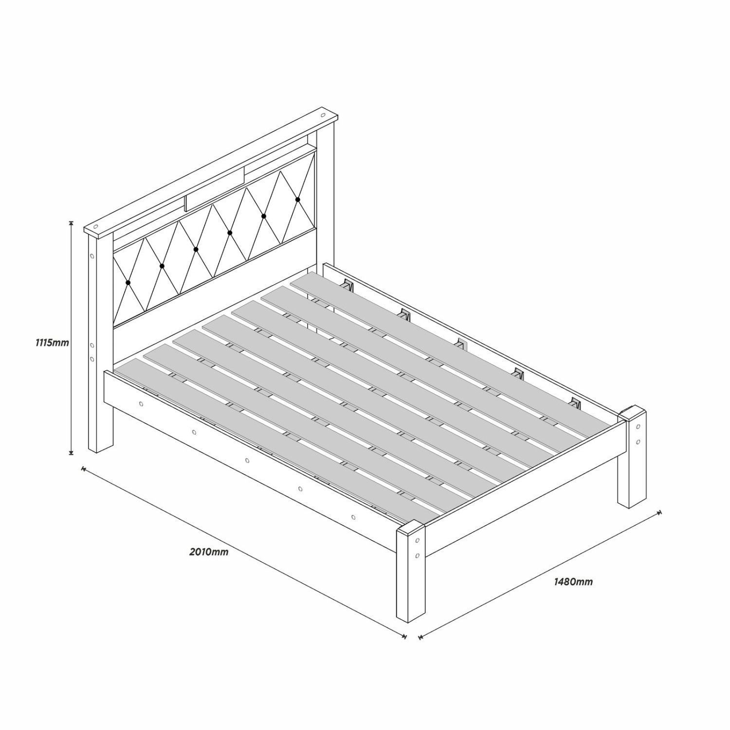 Cama Casal com Cabeceira Estofada Alaska Carmolar - 4