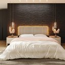Ver imagem 6 de Cabeceira Cama Box Estofada Casal King 2,00 Linho Bege com LED