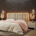 Ver imagem 1 de Cabeceira Cama Box Estofada Casal King 2,00 Linho Bege com LED