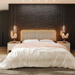 Cabeceira King Estofada com Led - Linho Bege - 6