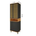 Ver imagem 5 de Paneleiro Cristaleira 70cm 4 Portas 1 Nicho Vidros Reflecta para Cozinha Modulada Madri Preto/Chumbo