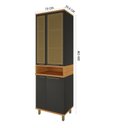 Ver imagem 5 de Paneleiro Cristaleira 70cm 4 Portas 1 Nicho Vidros Reflecta para Cozinha Modulada Madri Preto/Chumbo