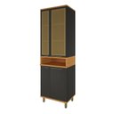 Ver imagem 1 de Paneleiro Cristaleira 70cm 4 Portas 1 Nicho Vidros Reflecta para Cozinha Modulada Madri Preto/Chumbo