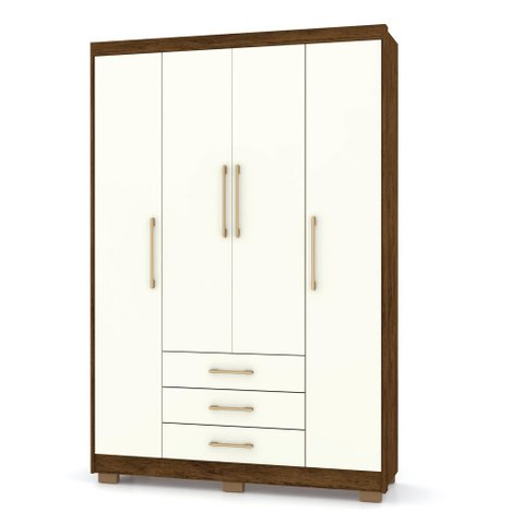 Guarda Roupa 4 Portas Espanha 10088 Imbuia Champanhe Vila Rica