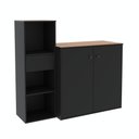Ver imagem 3 de Conjunto de Escritório 2 Peças Noruega Office Livreiro e Aparador Buffet - Via Nossa - Preto e