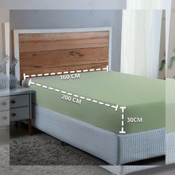 Lençol Cama Queen 100% Algodão com Elástico Percal 300 Fios Hotel Pousada:verde Bebe - 3