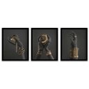 Ver imagem 1 de Kit 3 Quadros Mãos Douradas Canvas Moldura Preta 60x40cm