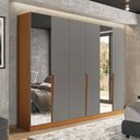 Ver imagem 1 de Guarda-roupa Casal Porto 6 Portas 4 Gavetas com Espelho Freijó/cinza - Politorno