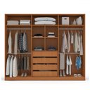 Ver imagem 3 de Guarda-roupa Casal Porto 6 Portas 4 Gavetas com Espelho Freijó/cinza - Politorno