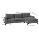 Ver imagem 4 de Sofá 4 Lugares Living Fixo Viena com Chaise 2,70m em Linho:cinza Pérola