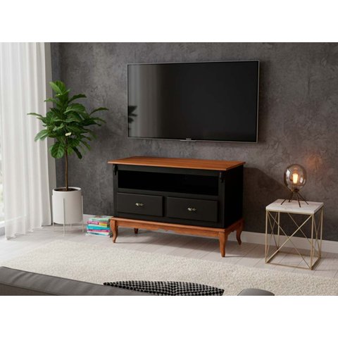 Rack para TV até 50 Polegadas 120 cm 2 Gavetas Pés Luis Xv em Madeira + Nicho