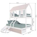 Ver imagem 4 de Beliche Casal/ Solteiro Casinha Bela 02 Gavetas Rosa Kit Escada/escorregador - Madeira Maciça