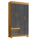 Ver imagem 1 de Guarda Roupa Solteiro 4 Portas 2 Gavetas 107 cm New Recife Freijo Grafite Acetinado Poliman