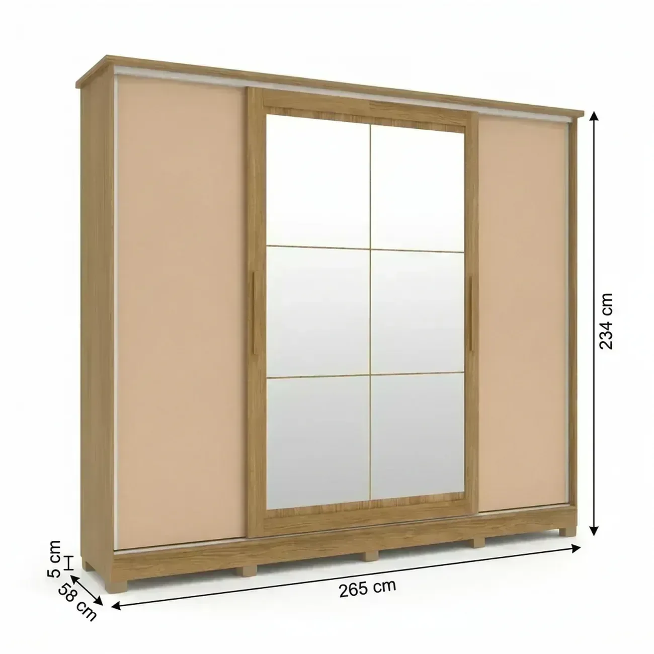 Ver imagem 5 de Guarda Roupa Casal com Espelho 4 Portas de Correr 4 Gavetas 265x234cm Cor Flex Nogueira/Macadâmia/Verde