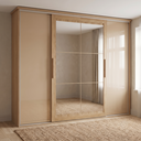 Ver imagem 3 de Guarda Roupa Casal com Espelho 4 Portas de Correr 4 Gavetas 265x234cm Cor Flex Nogueira/Macadâmia/Verde