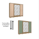 Ver mais imagens de Guarda Roupa Casal com Espelho 4 Portas de Correr 4 Gavetas 265x234cm Cor Flex Nogueira/Macadâmia/Verde