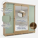 Ver imagem 7 de Guarda Roupa Casal com Espelho 4 Portas de Correr 4 Gavetas 265x234cm Cor Flex Nogueira/Macadâmia/Verde