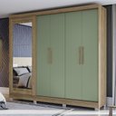 Ver imagem 1 de Guarda Roupa com Espelho e Pés 5 Portas 4 Gavetas Marrom/Nogueira/Verde Oliva