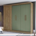 Ver imagem 1 de Guarda Roupa 5 Portas 4 Gavetas Marrom/Nogueira/Verde Oliva